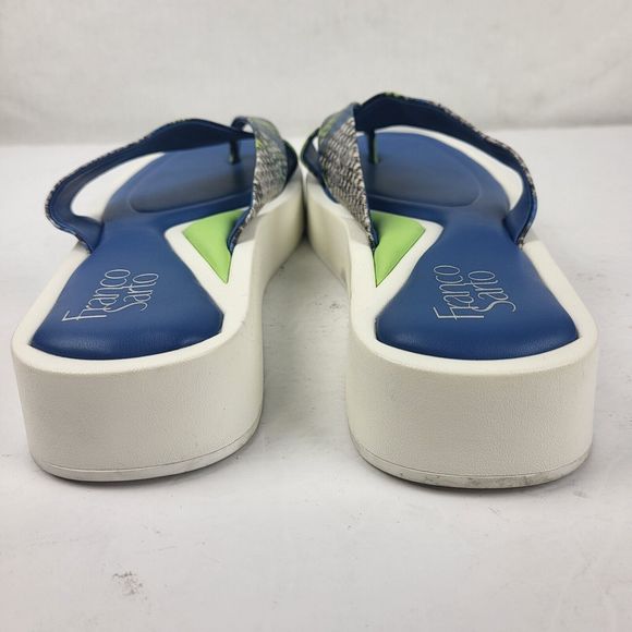 Franco Sarto Jonas Blue Green Snake Print Flip-Flop Sandals - Picture 9 of 16